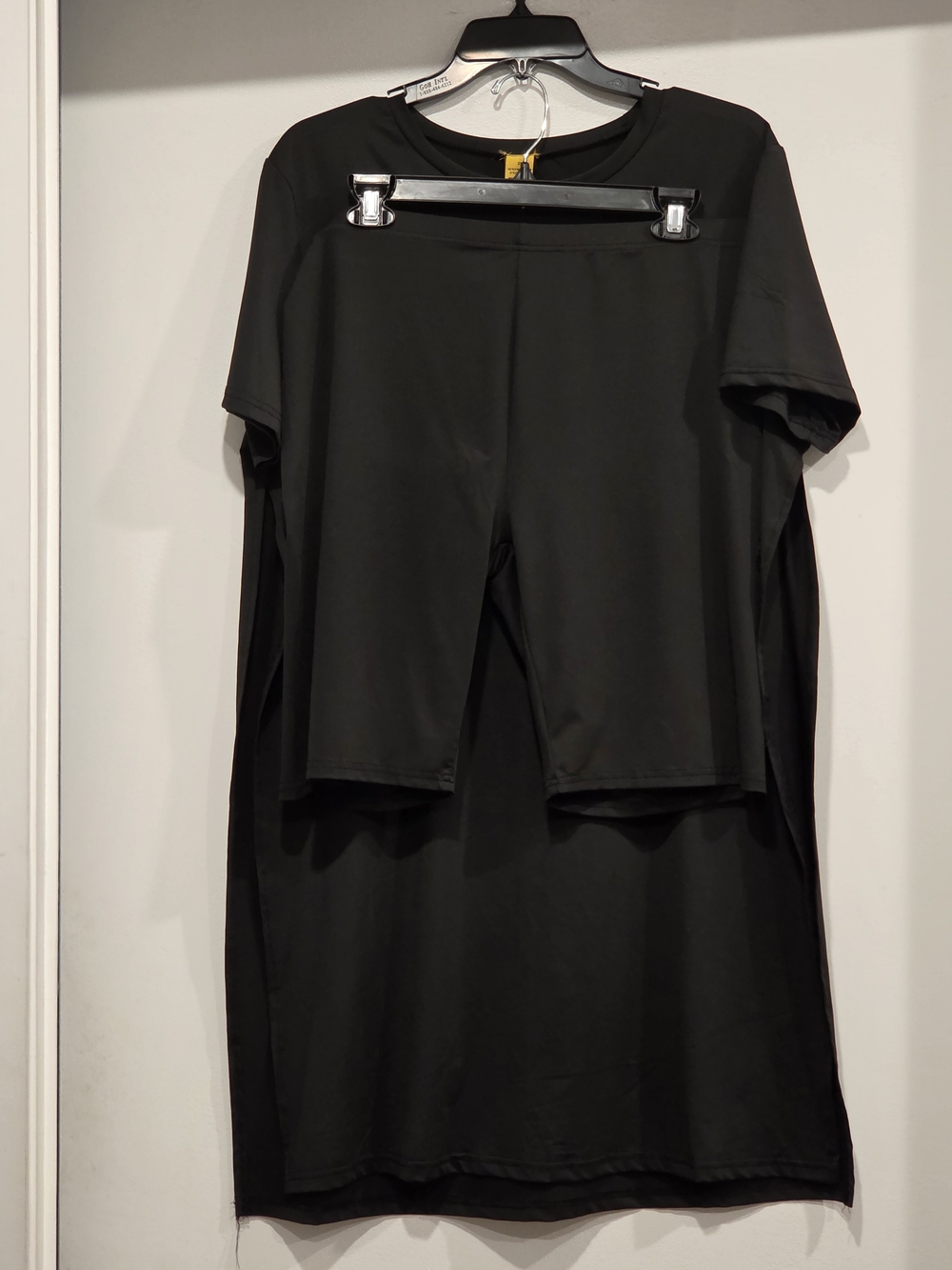 Black Two-Piece Active Set - Short Sleeve Top & Shorts